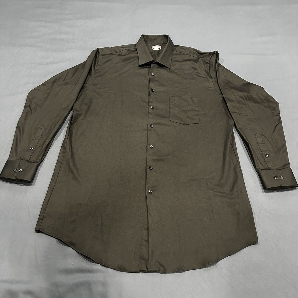 Van Heusen Men's TALL FIT Dress Shirt Black Size 17 35/36